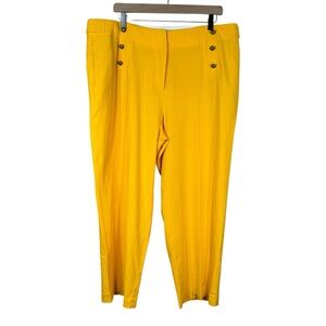 Soft Surroundings Linen Blend Yellow Cropped Wide Leg Sailor Pants Size 18